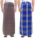 Weavers Villa MenS 100% Cotton Multicolored Unstiched Lungi (2 Mtrs) - Pack Of 2