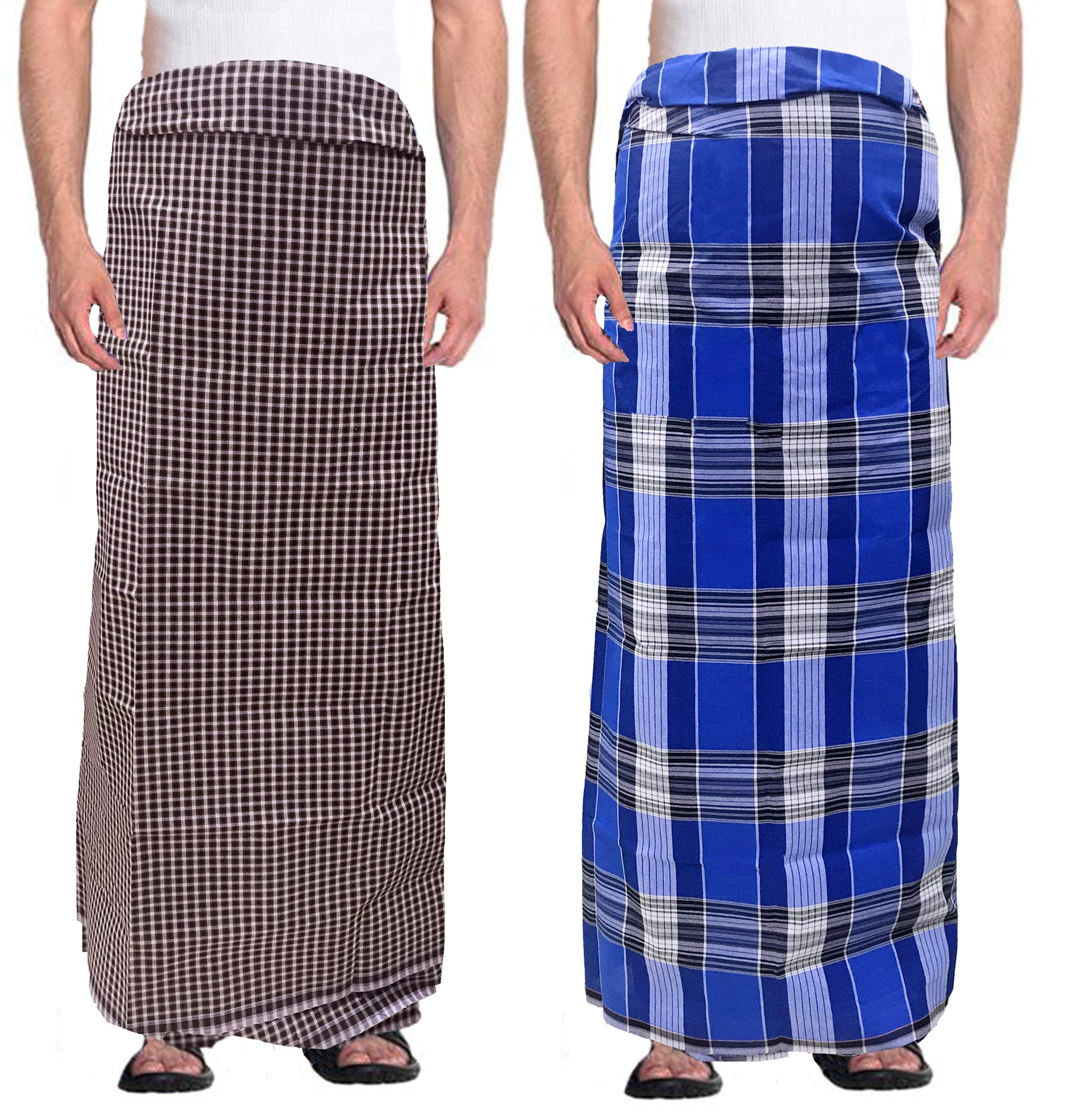 Weavers Villa MenS 100% Cotton Multicolored Unstiched Lungi (2 Mtrs) - Pack Of 2
