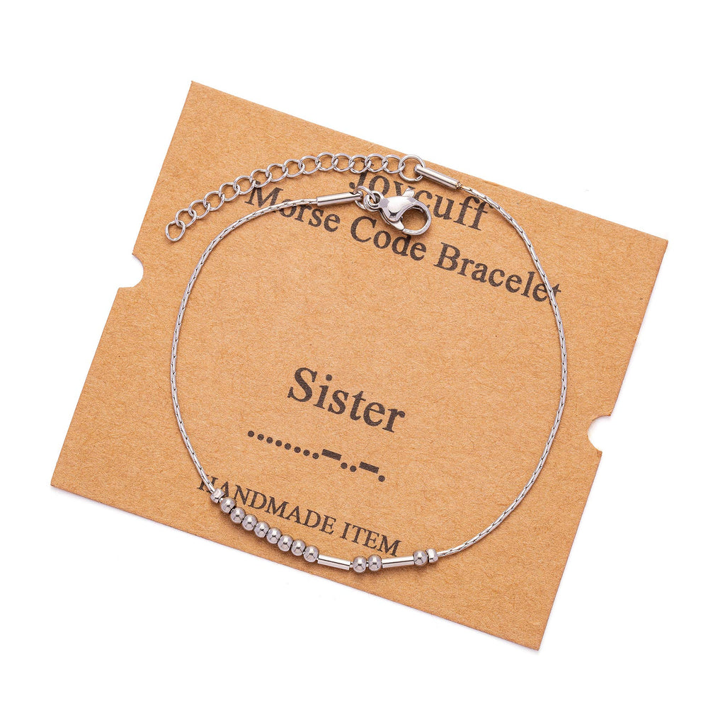 JoycuFF Sister Gifts for Her Morse Code Bracelets for Women Inspirational Birthday Thanksgiving Day Christmas Gifts for Sisters