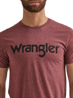 Wrangler Men's Western Crew Neck Short Sleeve Tee Shirt, Burgundy Heather