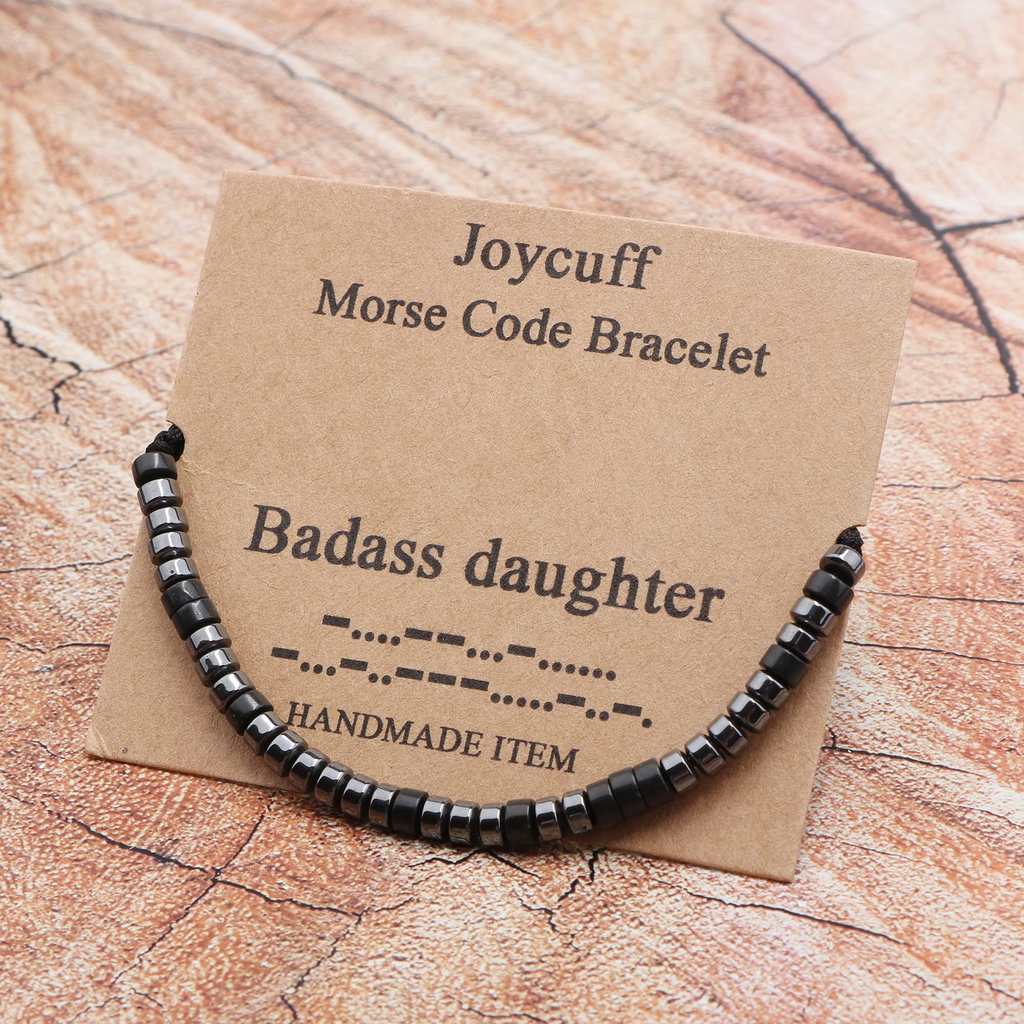 JoycuFF Daughter Gifts from Mom Dad Morse Code Bracelets for Women Unique Handmade Christmas Graduation Birthday Gift for Her Da