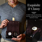 2 Watch Case for Men - Watch Roll Travel Case -Watch Organizer & Display - Watch Case - Jade Black