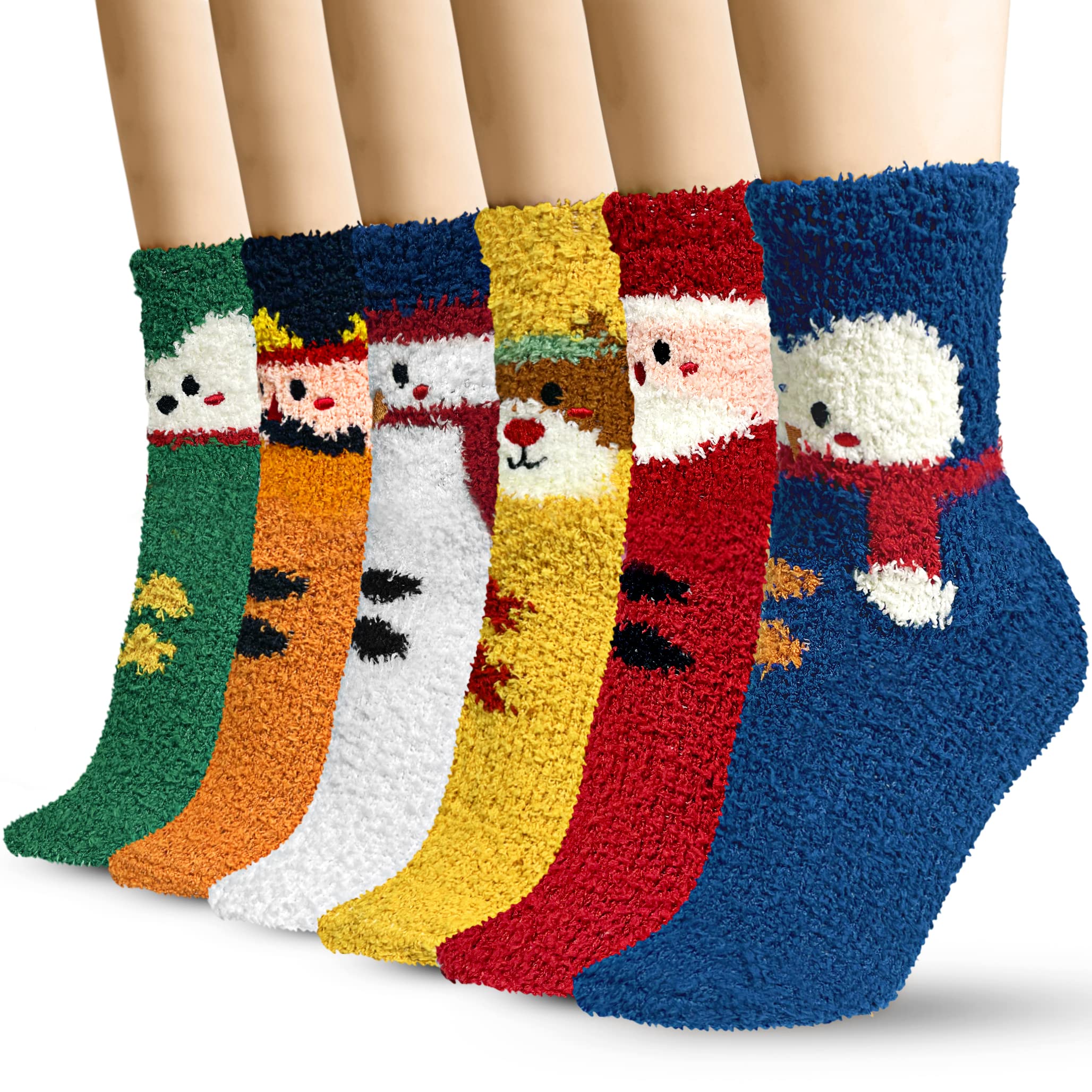 TEHOOK Fuzzy Christmas Socks, Christmas Stocking Stuffers Gifts for Women and Girls, Plush Winter Fuzzy Socks, Fluffy Cozy Warm 