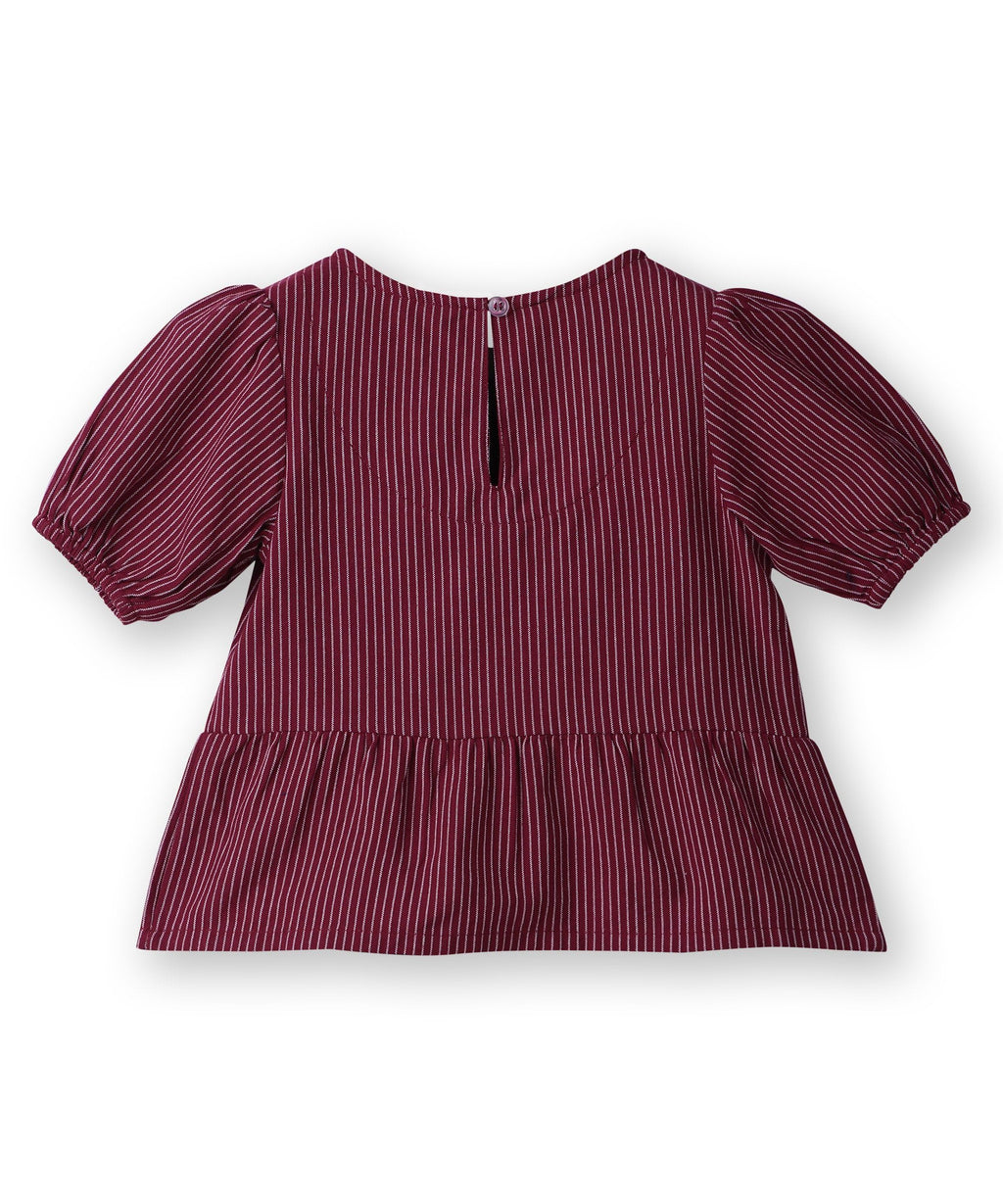 Beebay Kids Girls Pinstriped peplum co-ord set Maroon