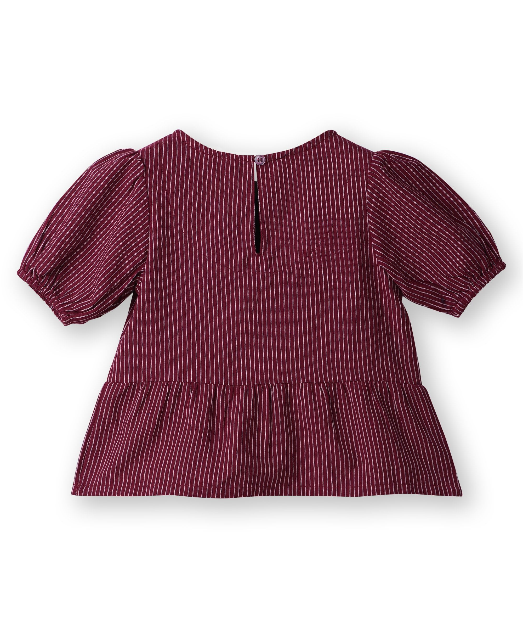 Beebay Kids Girls Pinstriped peplum co-ord set Maroon