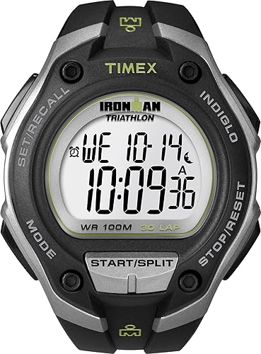 Timex Men's T5K412 Ironman Classic 30 Oversized Black/Silver-Tone Resin Strap Watch