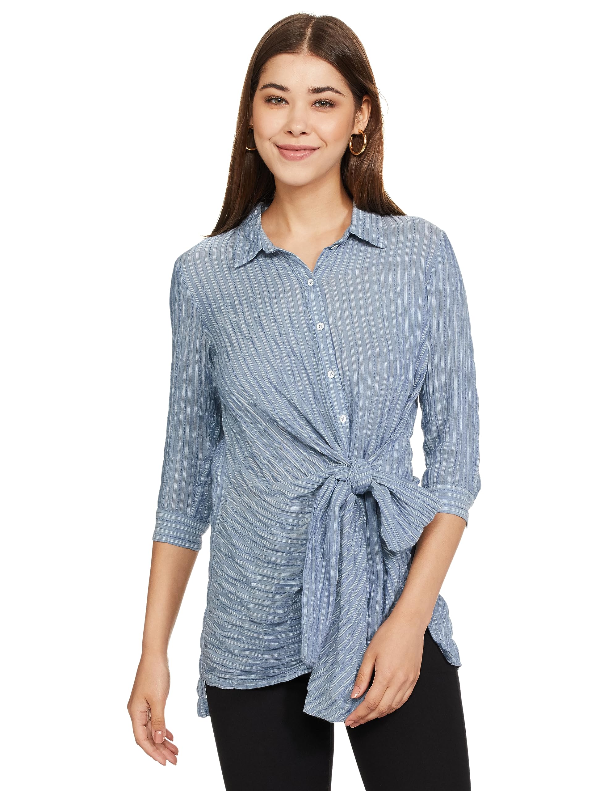 W for Woman Womens Regular Fit Shirt (22FEW31111-820069_Blue
