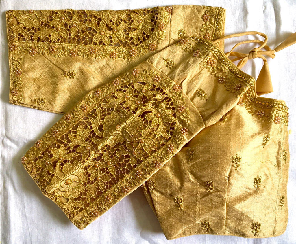 Vihu Fashion WomenS Flower Embroidery Sleeves Cut Work Readymade Saree Blouse