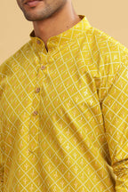 Be Active MenS Cotton Regular Kurta (C-399-2_Green-1