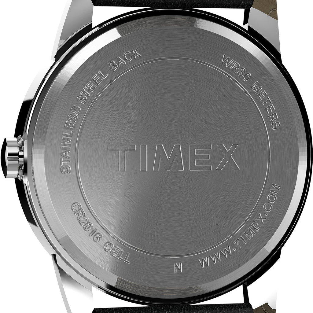 Timex Men's Easy Reader 38mm Watch - Silver-Tone Case Blue Dial with Black Leather Strap