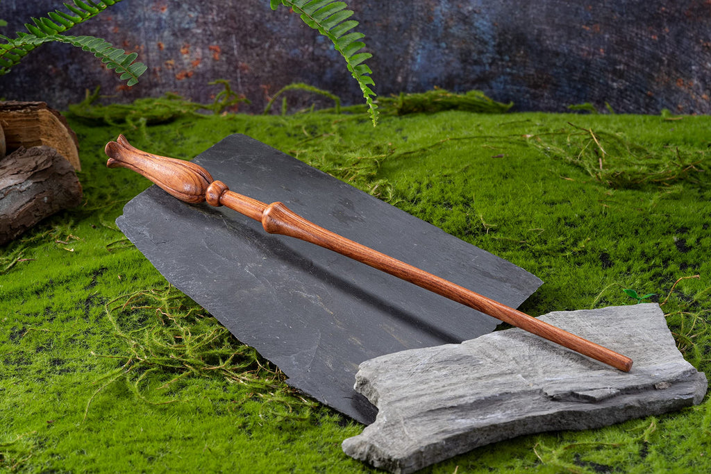 Handicraftviet Hand Carved Wooden Flower Wand, Handmade Magic Wand for Collectible and Cosplay Girl Wand 15 ' ' for Children and