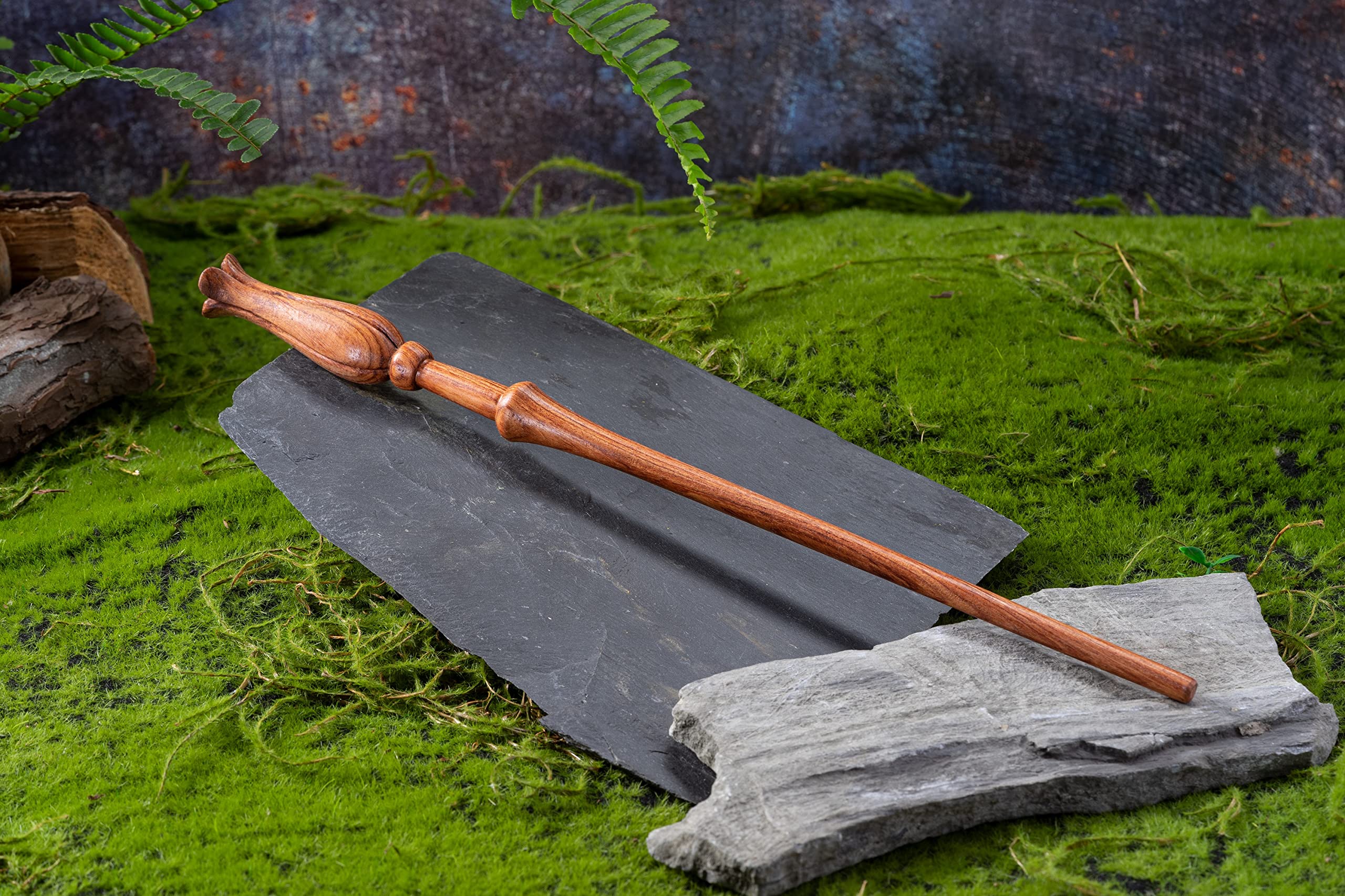 Handicraftviet Hand Carved Wooden Flower Wand, Handmade Magic Wand for Collectible and Cosplay Girl Wand 15 ' ' for Children and