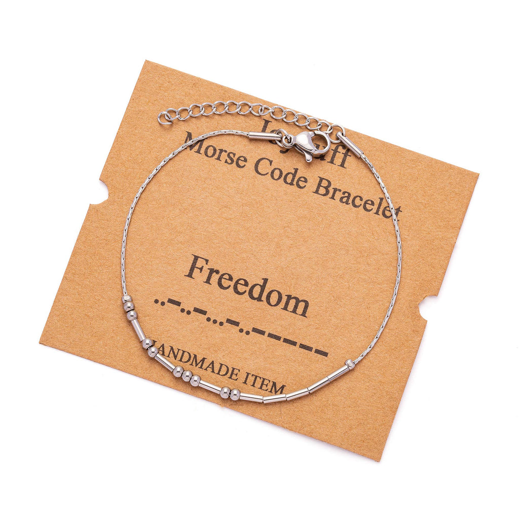 Morse Code Bracelets for Women Freedom Funny Inspirational Jewelry Christmas Birthday Gifts for Her Mom Daughter Sister Best Fri