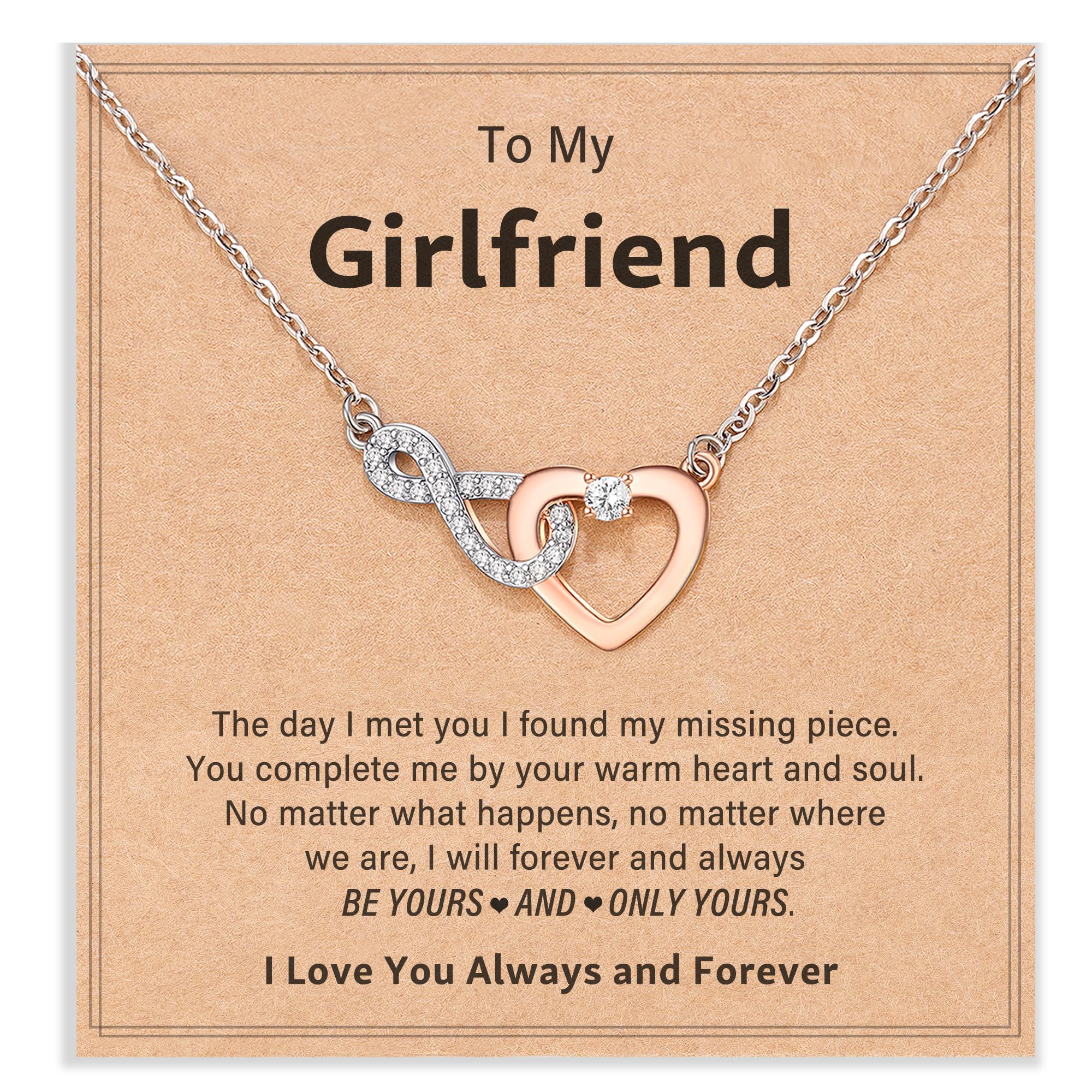 Shonyin Valentines Day Gifts for Girlfriend Infinity Heart Necklace for Girlfriend Women Her Cubic Zirconia Jewelry Birthday Chr