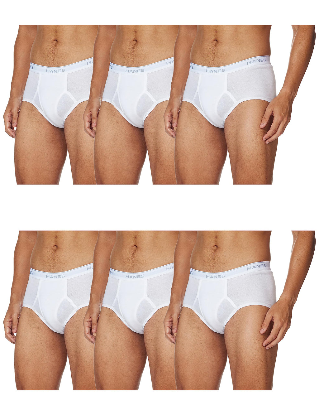 Hanes Men's 6-Pack FreshIQ Tagless Cotton Brief, White, Large