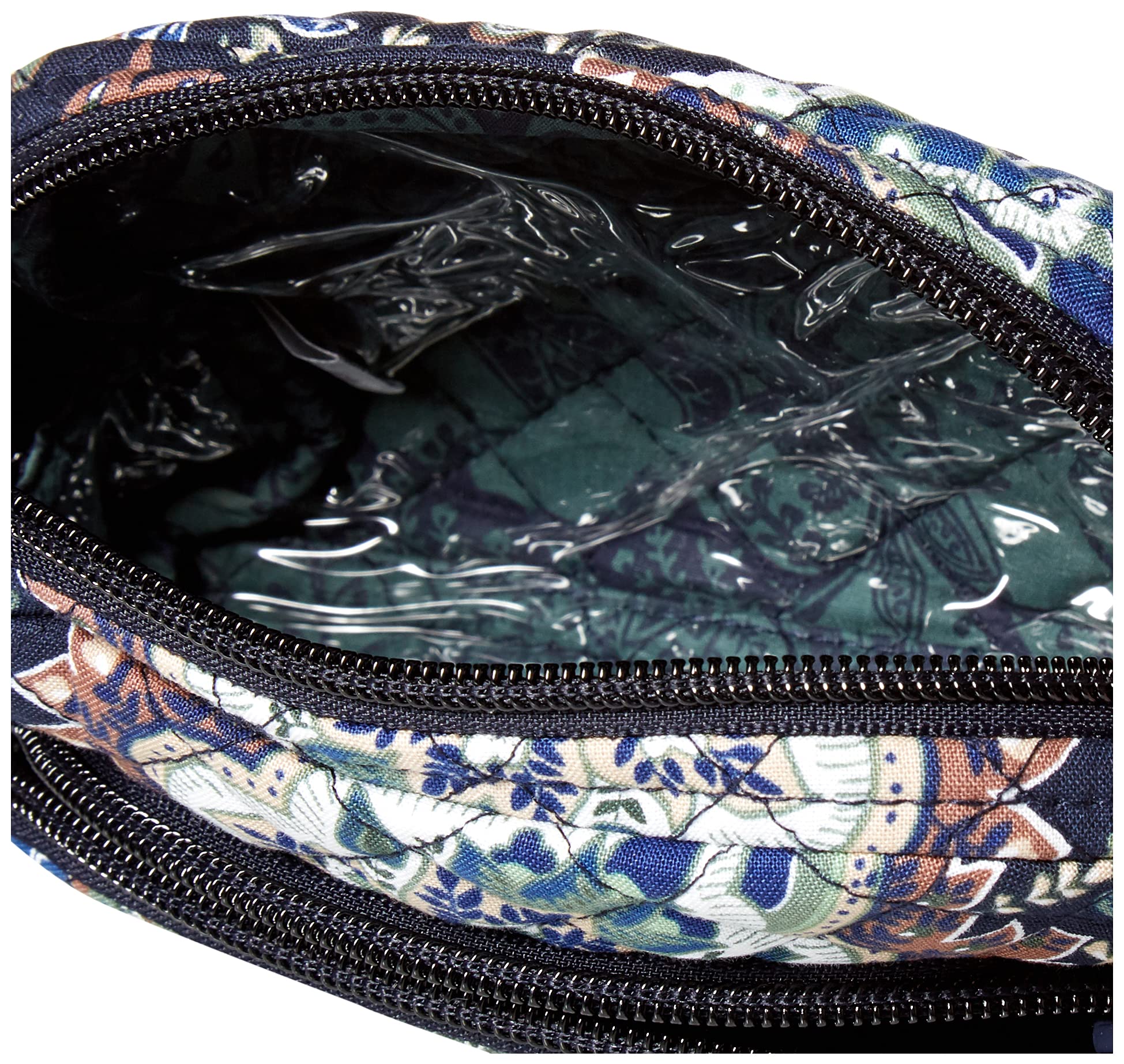 Vera Bradley Women's Cotton Mini Cosmetic Makeup Organizer Bag, Java Navy Camo - Recycled Cotton, One Size