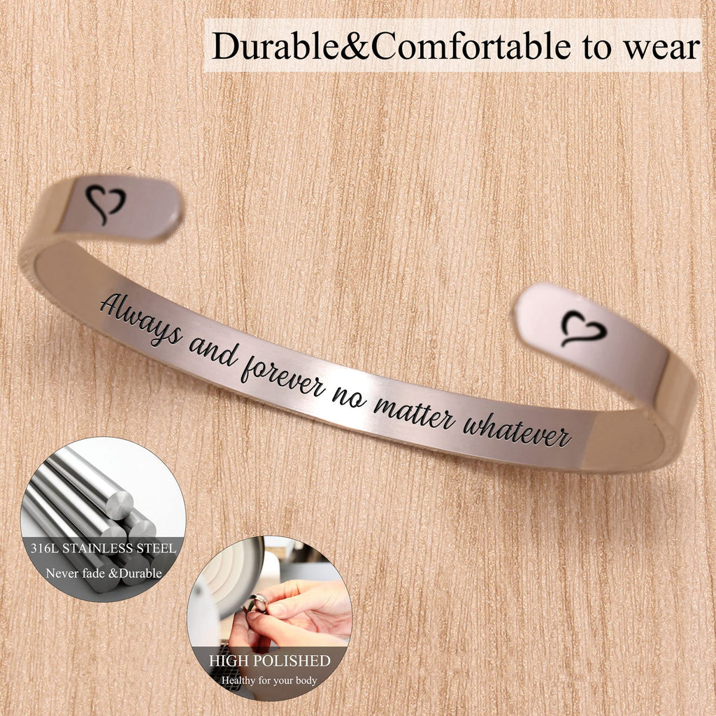Btysun Gifts for Girlfriend Cuff Bracelets for Women Teen Gifts Best Friend Birthday Gift Stainless Steel Quotes Engraved Christ