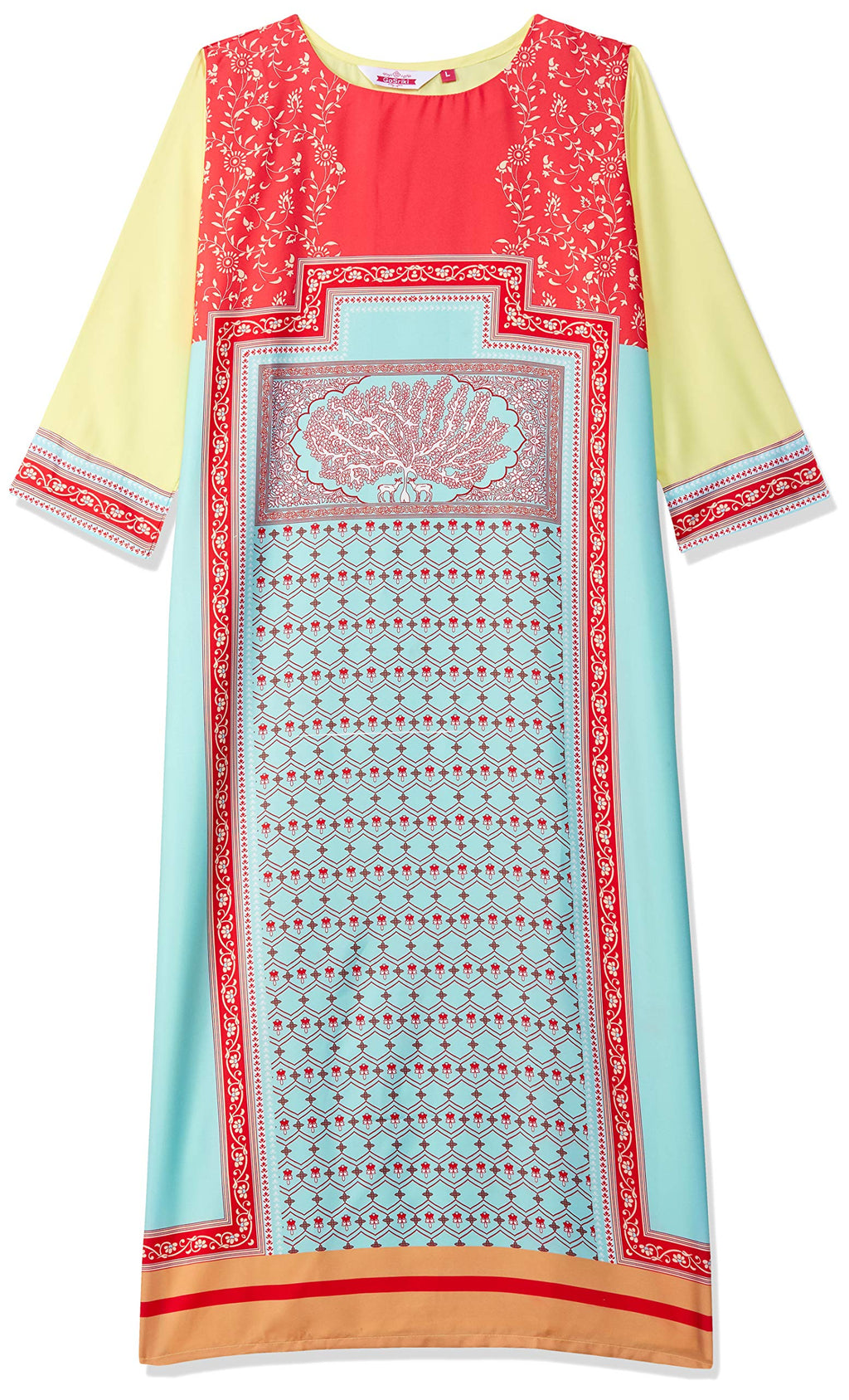 Gosriki WomenS Multicolor Printed Straight Kurta With Plazzo (Naguar_L)