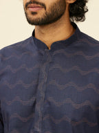 Manyavar Mens Kurta Only, Ethnic Kurta for Men, Full Sleeves Mandarin Collar Wave Blended Cotton Kurta