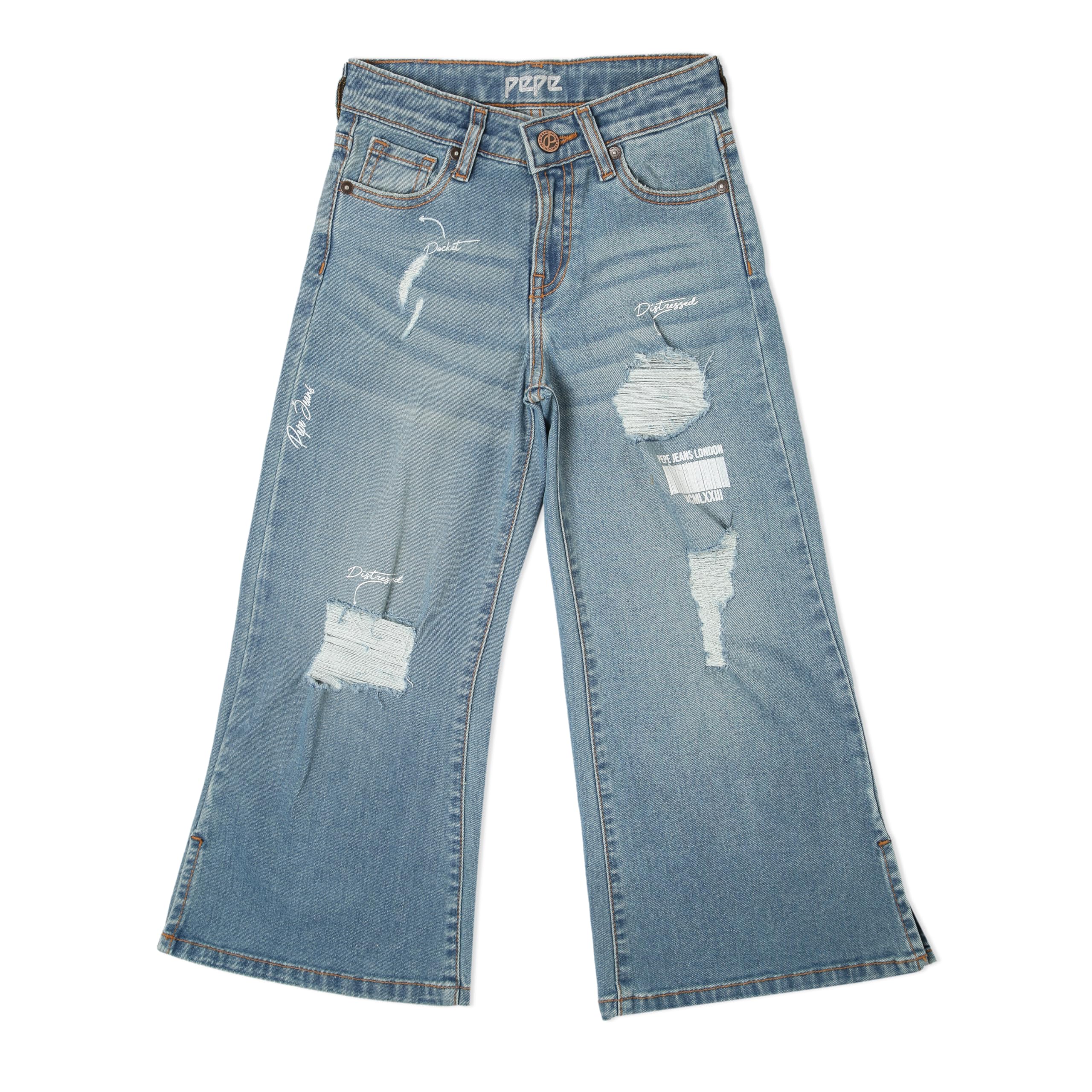 Pepe Jeans GirlS Straight Jeans (Pg201632Q05_Light Wash Denim