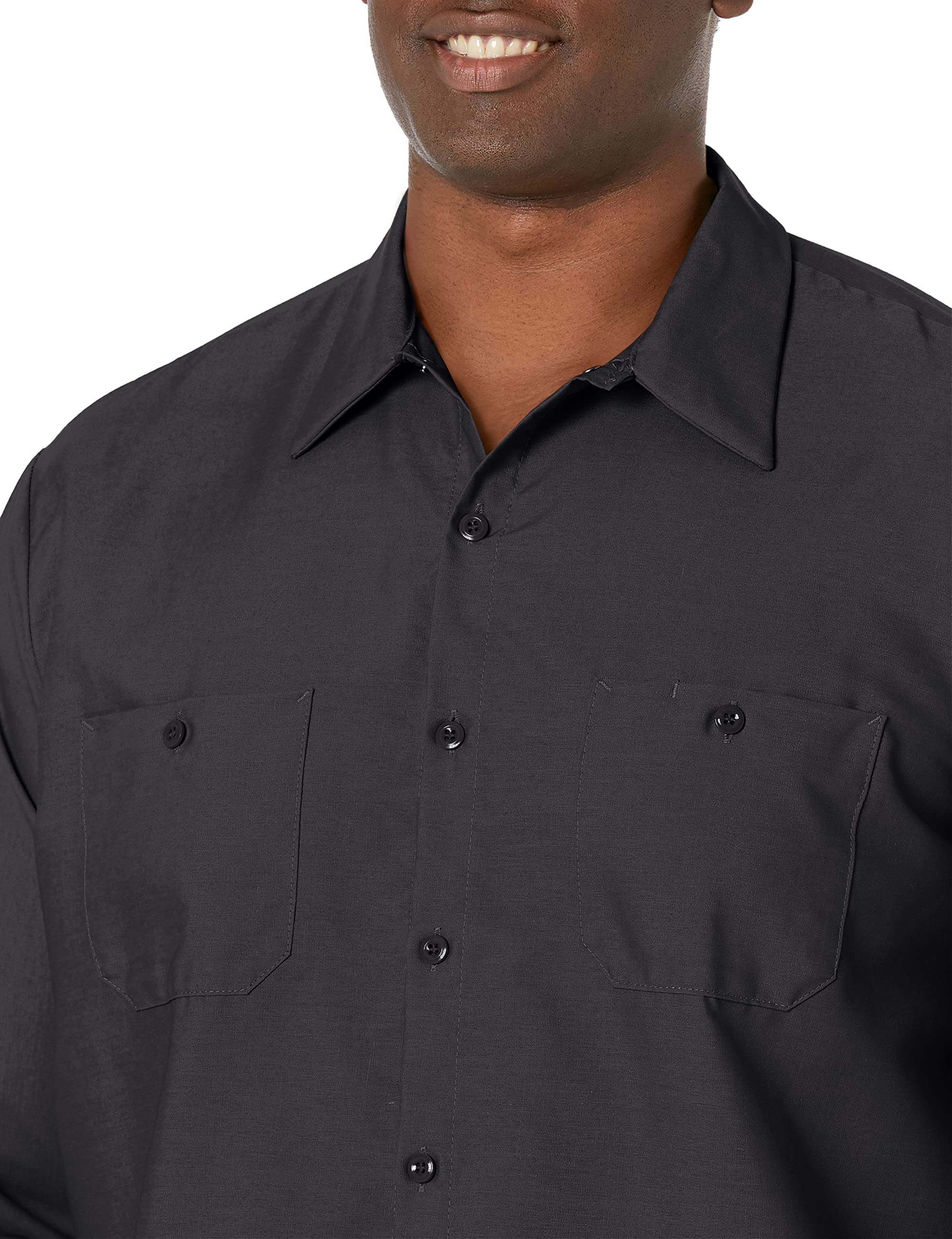 Red Kap Men's Industrial Work Shirt, Regular Fit, Long Sleeve, Black, X-Large