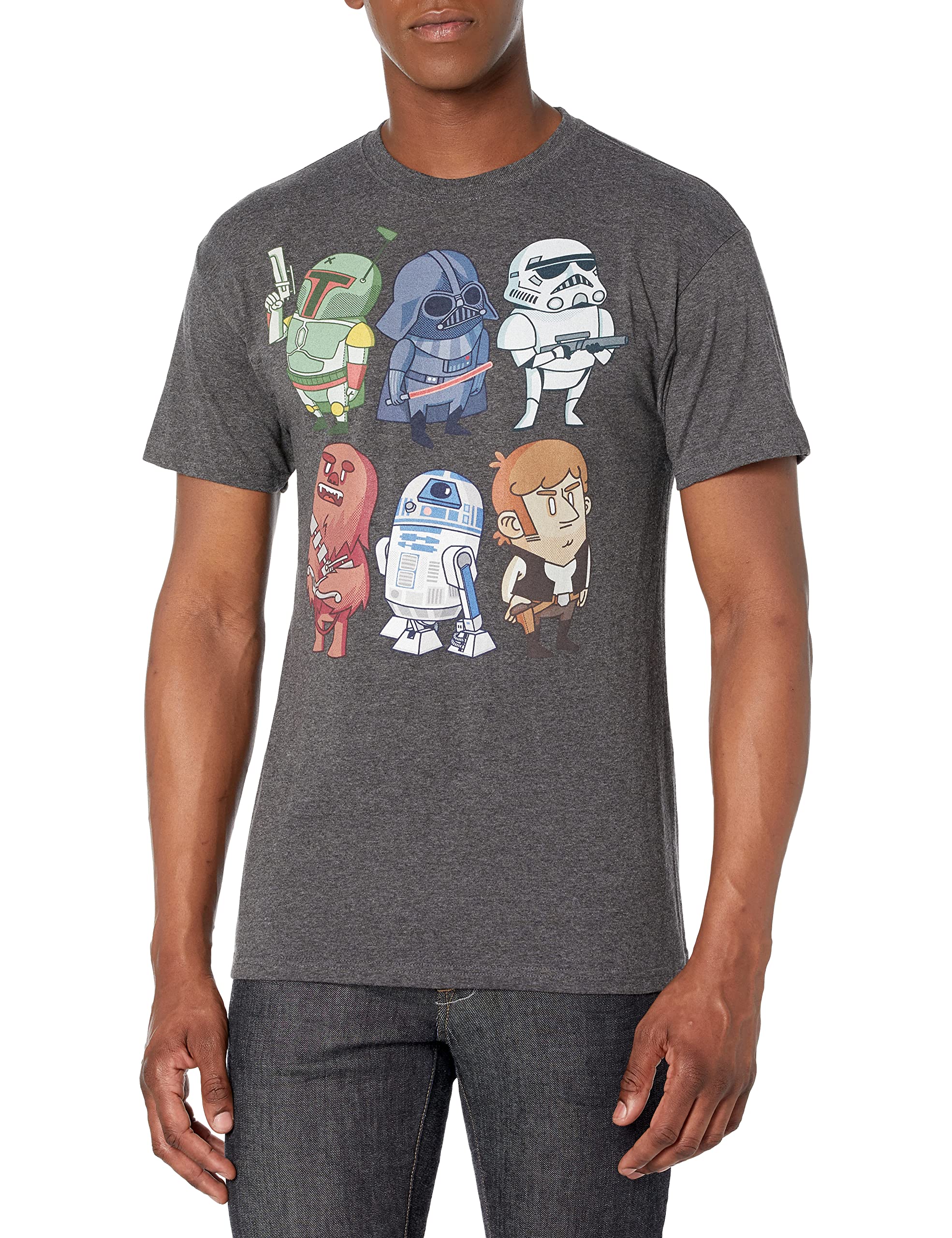 STAR WARS mens Doodles Graphic T-shirt T Shirt, Charcoal Heather, 5X-Large US