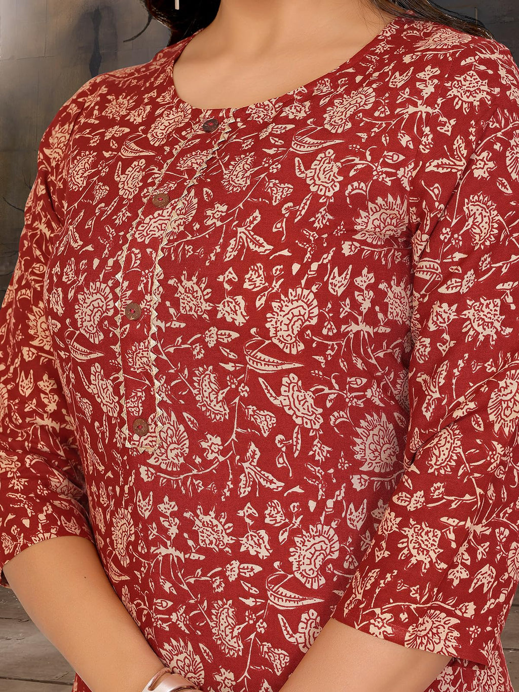 rangita Maroon Rayon Straight Printed Knee Length Kurti | Kurta for Women_S