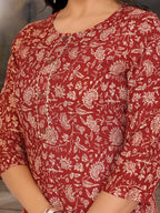 rangita Maroon Rayon Straight Printed Knee Length Kurti | Kurta for Women_S