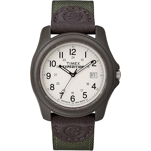 Timex Men's T49101 Expedition Camper Green Nylon/Leather Strap Watch