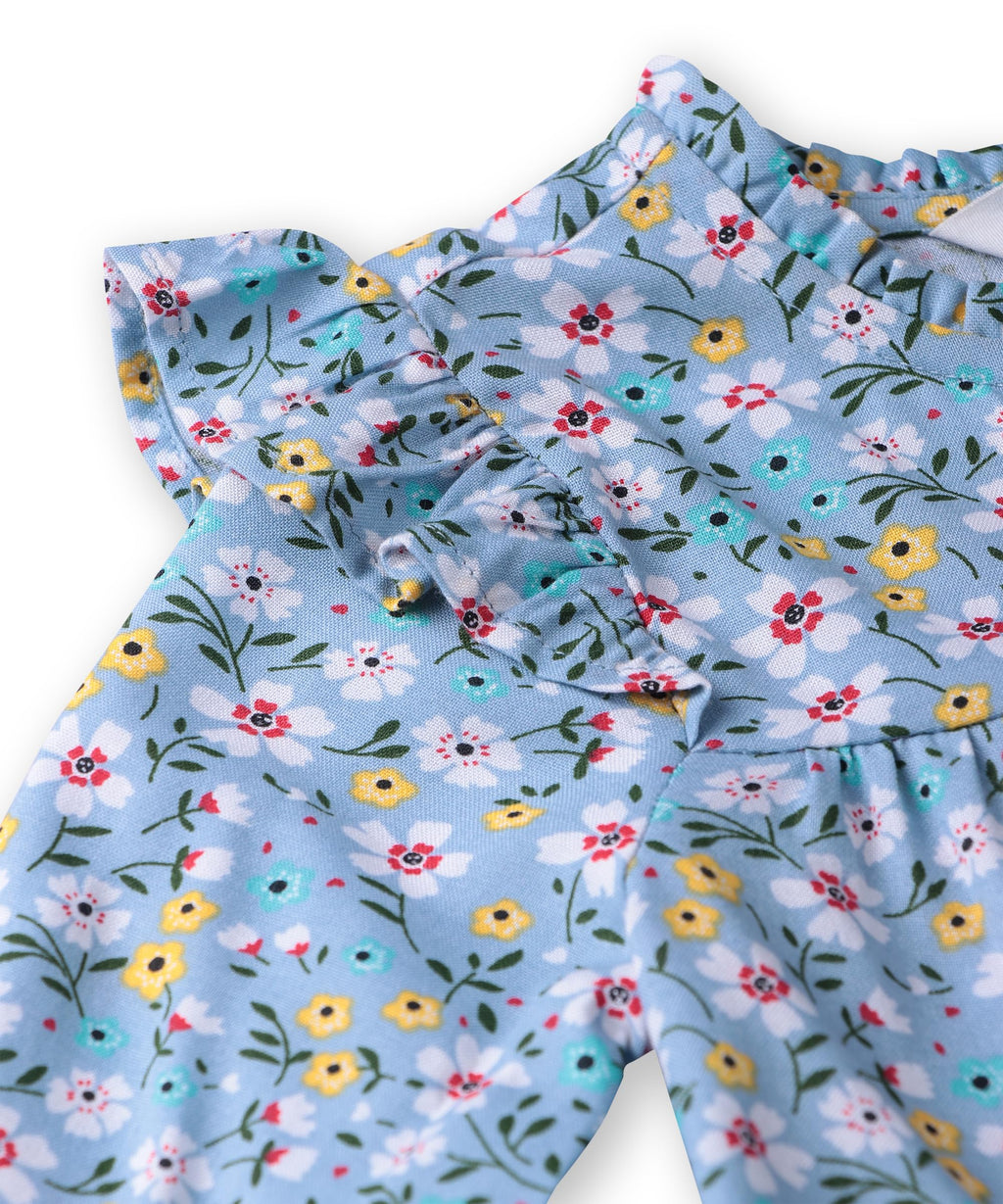 Beebay Kids Girls Button -Through Printed A-line Dress Blue