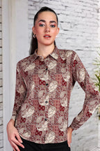 POPWINGS Printed Full-Sleeves Regular-Fit Polyester Printed Shirt for Women Stylish Western Casual Wear
