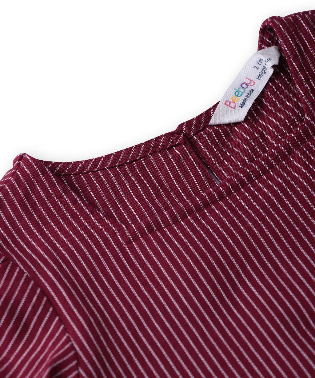 Beebay Kids Girls Pinstriped peplum co-ord set Maroon