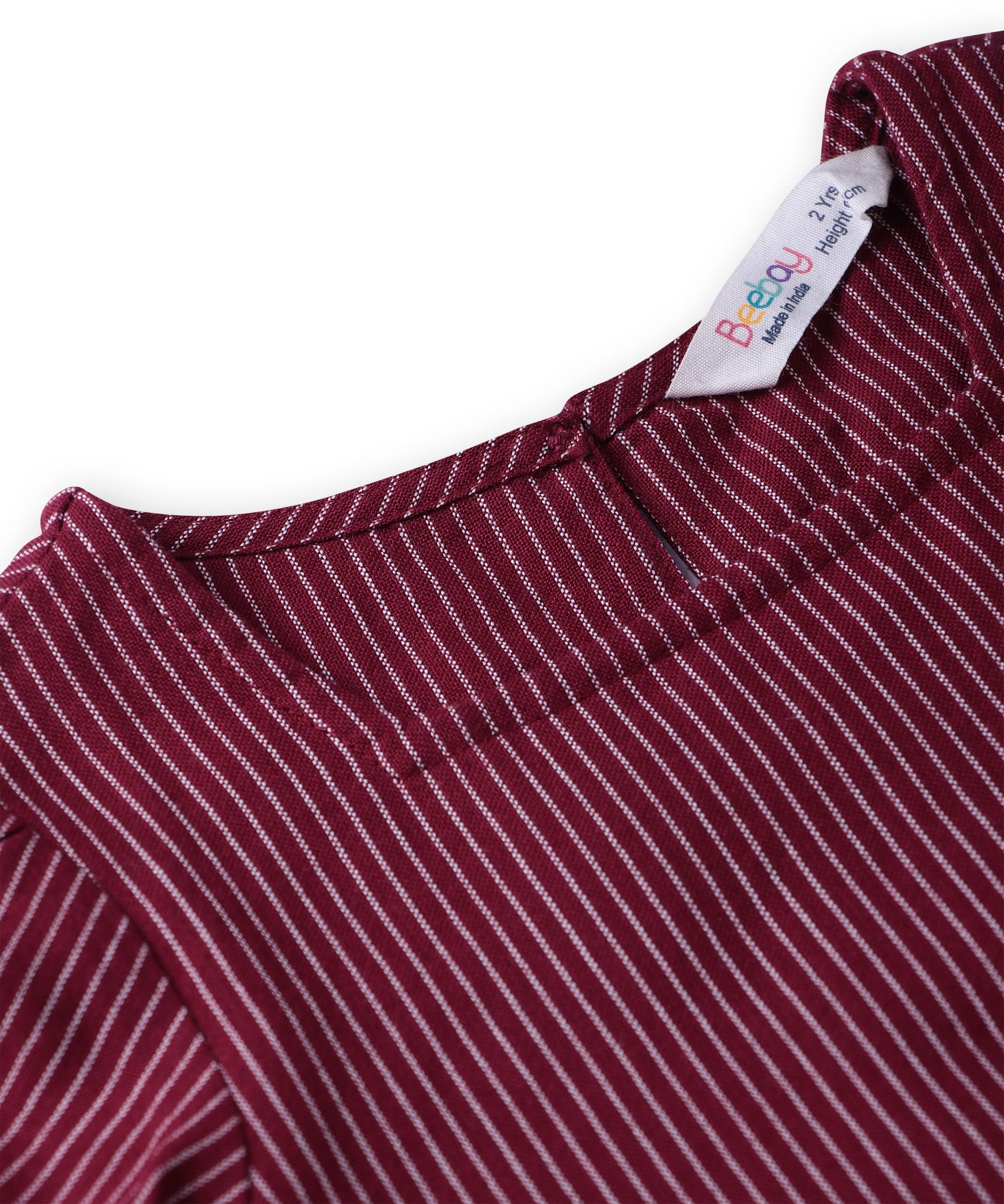 Beebay Kids Girls Pinstriped peplum co-ord set Maroon