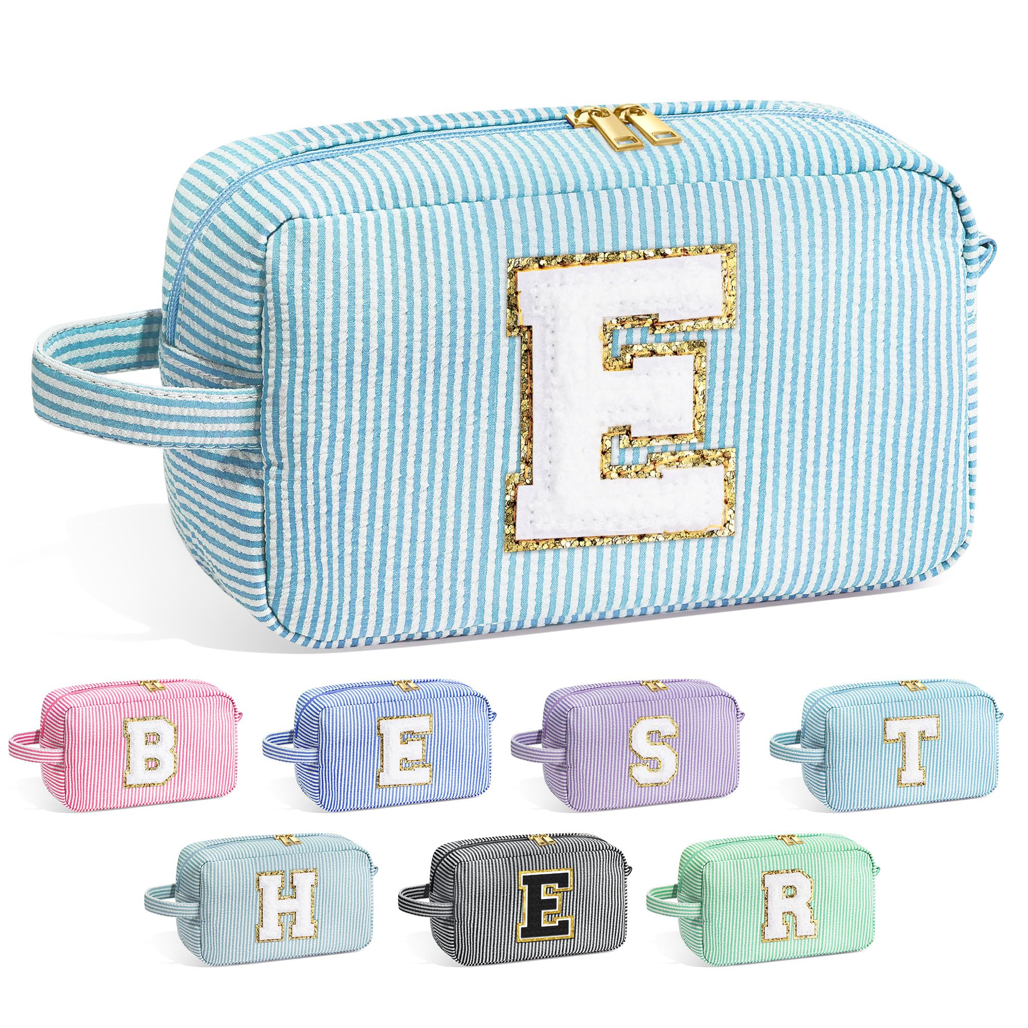 YOOLIFE Bridesmaid Gifts - Bridal Shower & Wedding Day Gifts, Monogram Initial Makeup Bags for Women
