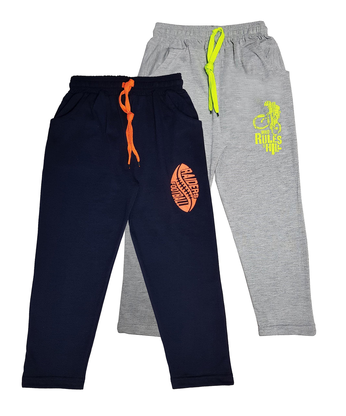 Sam & Rash Boys Cotton Trackpants And Lower Pants For Kids Combo (Pack Of 2) (In, Age, 13 Years, 14 Years, Regular, Blue & Grey) 13-14