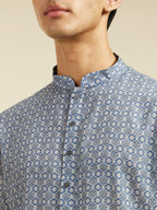 Diwas By Manyavar MenS Cotton Blend Printed Kurta (Blue,Xxl)