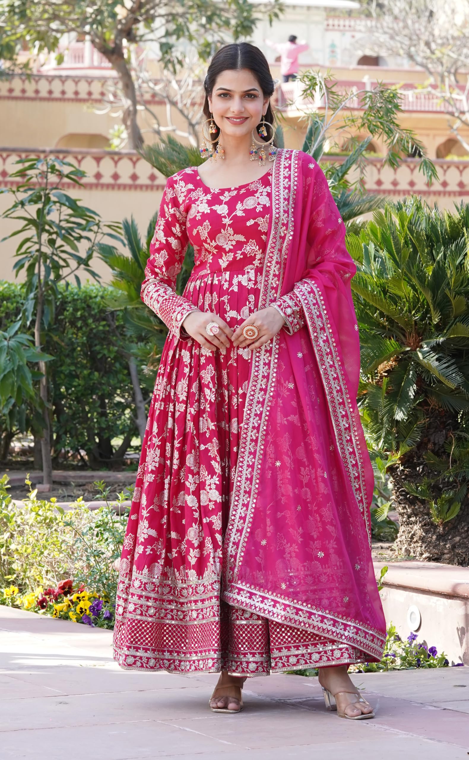 Wedani Georgette Embroidered Work Anarkali Kurta Set For Women