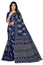 TAMAIRA FASHION Womens Batik Printed Pure Cotton Saree Without Blouse Piece(2458_Indigo)