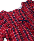 Beebay Kids Girls Shoulder Frill Check Dress RED