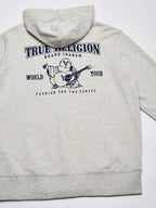 True Religion Men's Buddha Logo Zip Hoodie Sweatshirt, Oatmeal, M