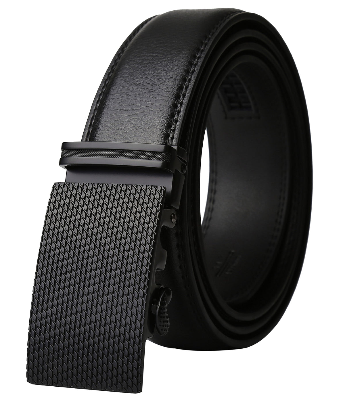 Dante MenS Leather Ratchet Dress Belt With Automatic Buckle, Elegant Gift Box (Black Buckle With Black Leather) 3.5-10