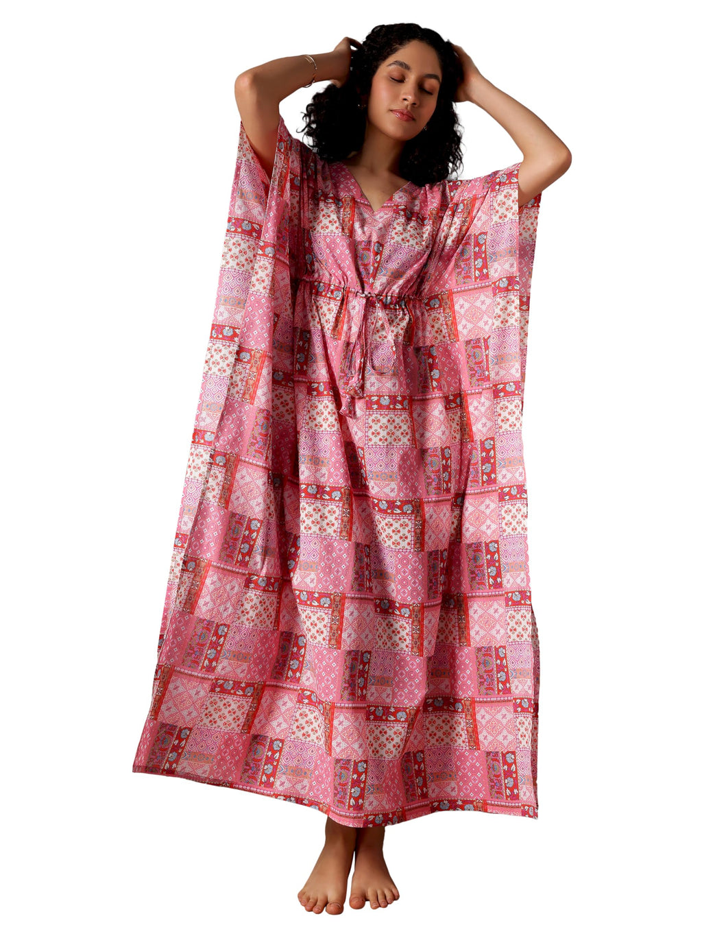 Libas WomenS Cotton Regular Night Suits Nightgown (50281_Pink_One Size)