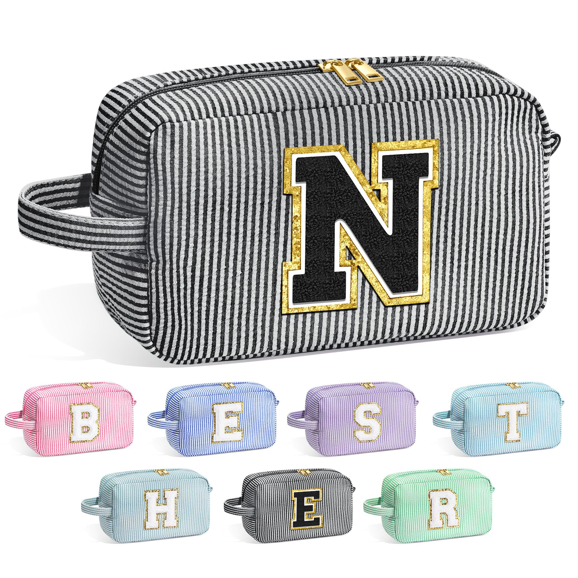 YOOLIFE Gifts for Grandma - Personalized Birthday Gifts for Grandma, Initial Makeup Bag, Monogram Make Up Bag for Women N