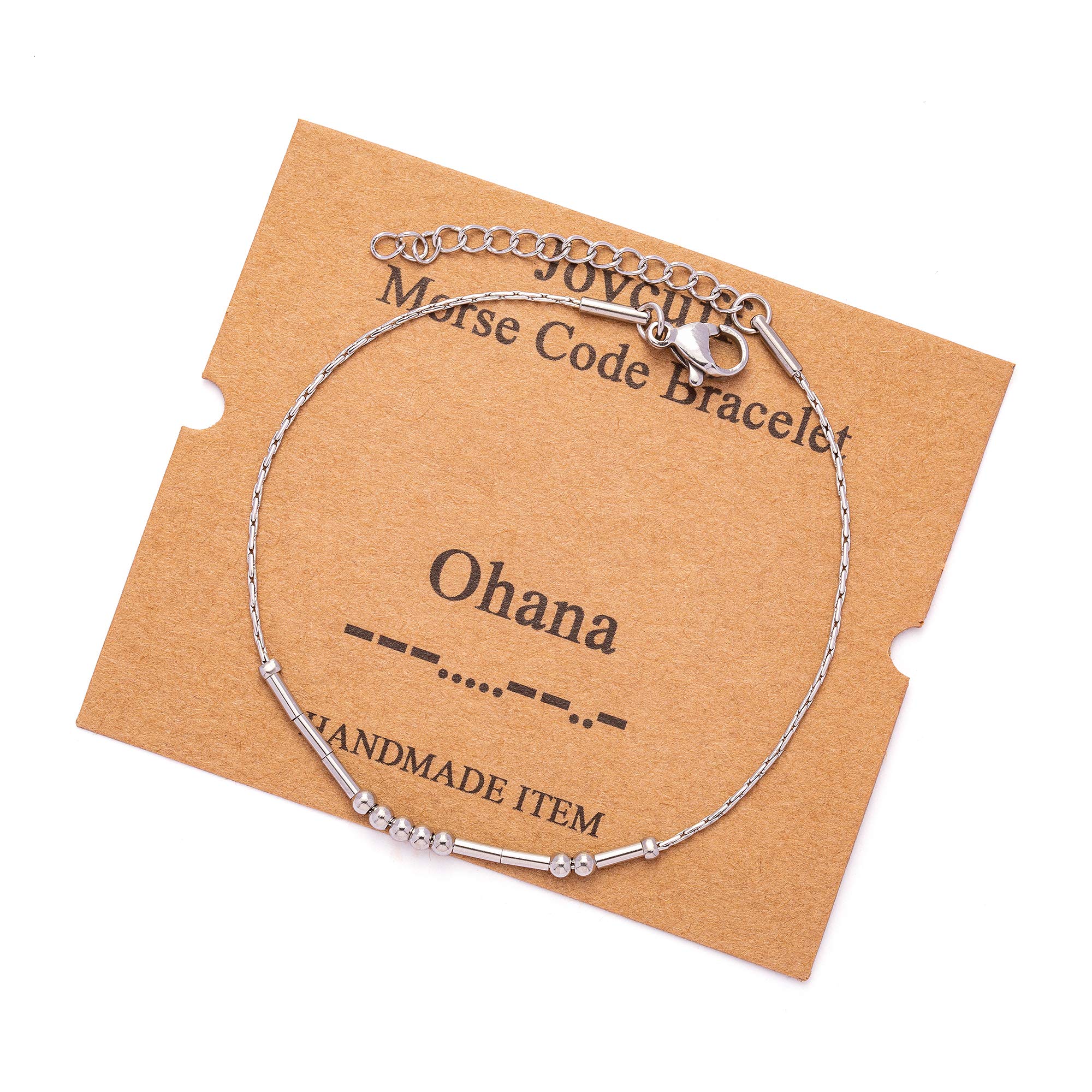 Morse Code Bracelets for Women Ohana Funny Inspirational Jewelry Christmas Birthday Gifts for Her Mom Daughter Sister Best Frien