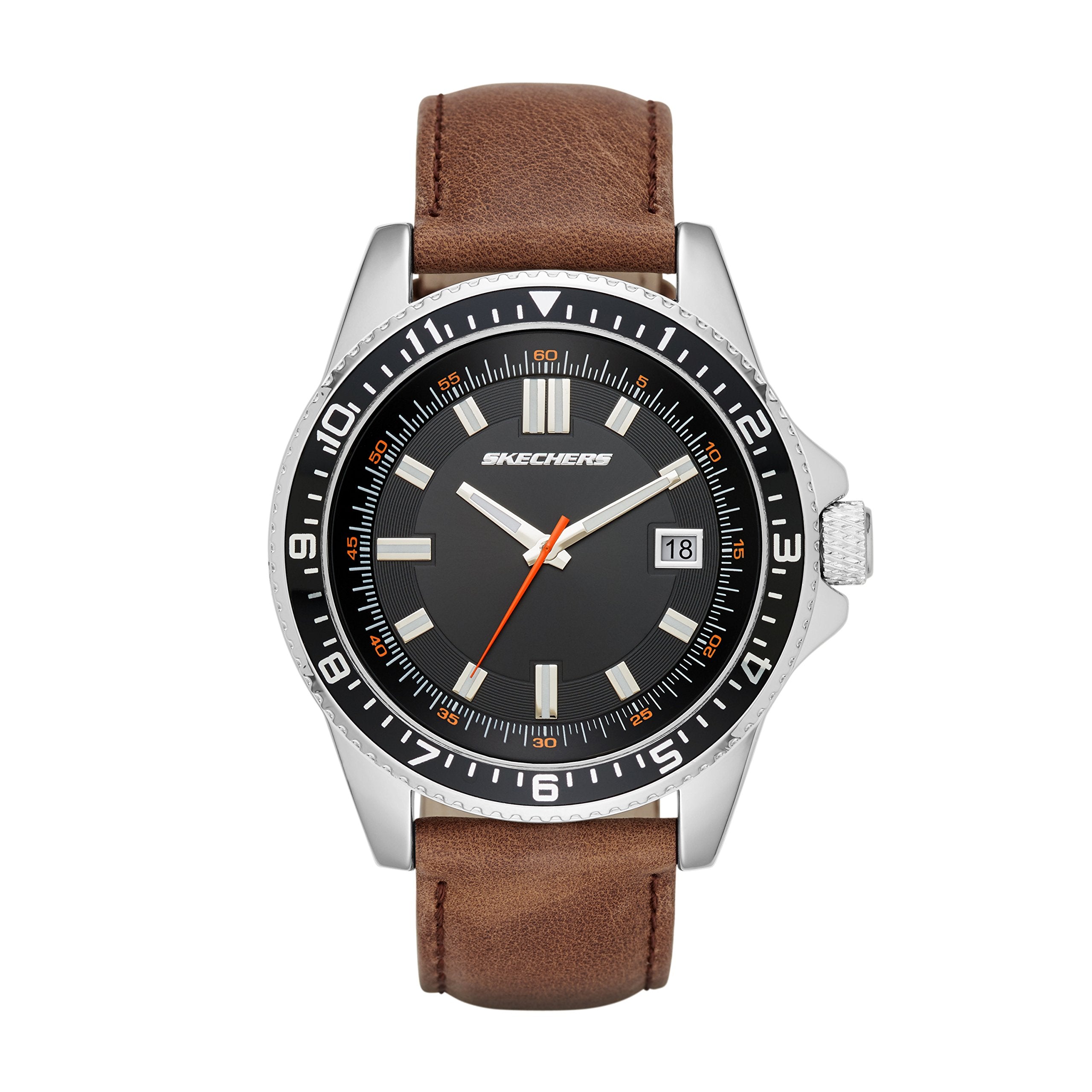 Skechers Men's Longfellow Quartz Three-Hand Date Watch, Color: Silver, Brown (Model: SR5021)