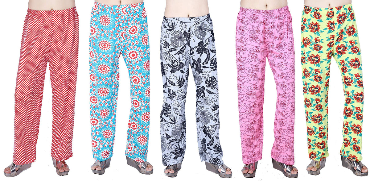 MUKHAKSH (Pack of 5 Girls Printed Pyjamas Pant, Print May Vary Multicolour 13-14