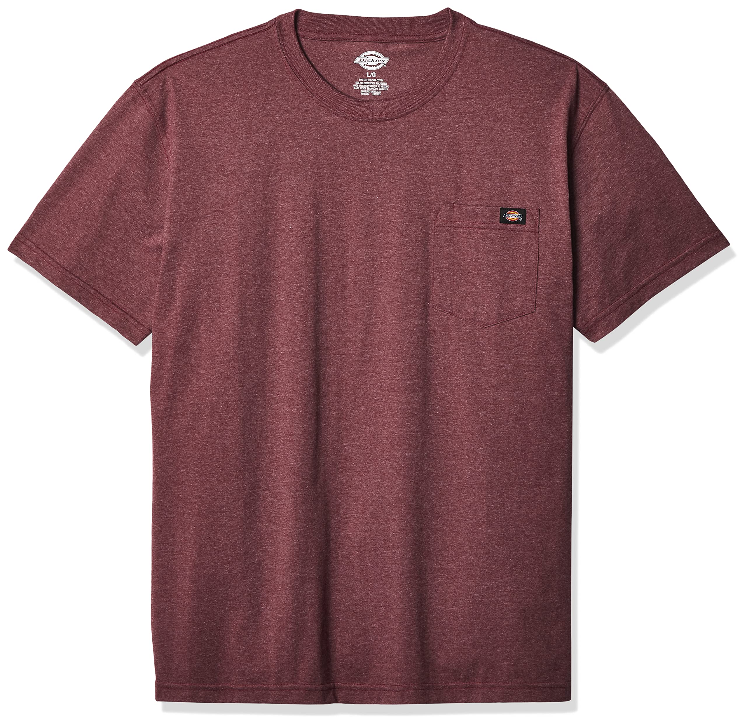 Dickies Men's Heavyweight Crew Neck Short Sleeve Tee, Burgundy Heather, Medium