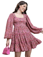 Ketch WomenS Polyester Fit And Flare Mini Dress (Khj6000575_Pink