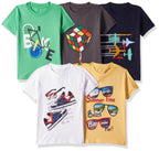T2F Boy Cotton Printed Regular Fit T-Shirt (Pack of 5),Multicolour,6-7 Years