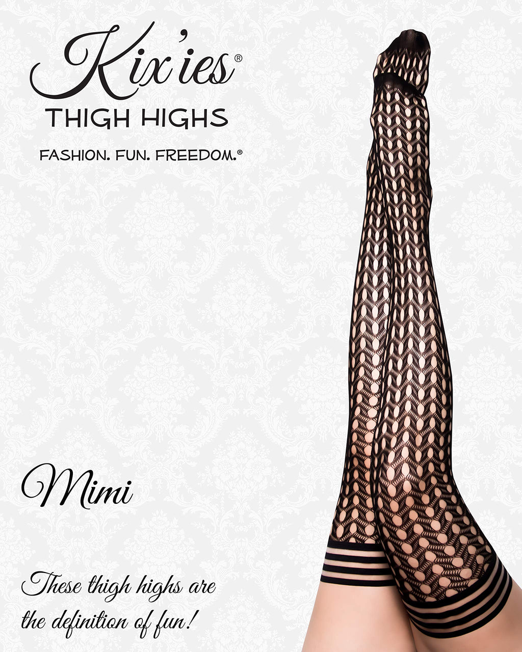 Kix'ies Mimi Dot Fishnet Polka Dot Thigh High Black C(D0102H5GZZW.)